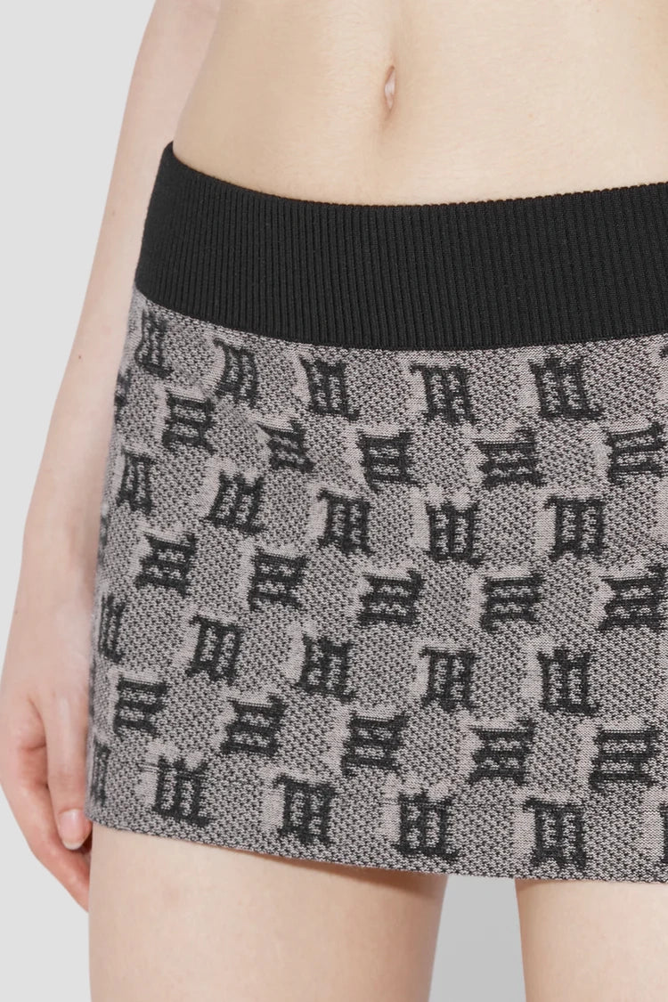Silk Wool Knitted Monogram Mini Skirt