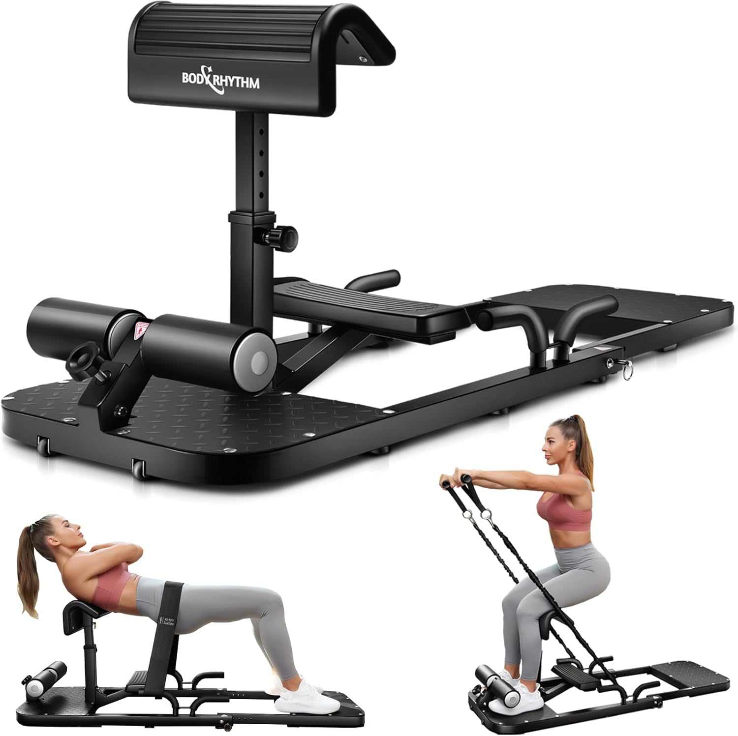 BODYRHYTHM Hip Thrust Machine with 2 Sets of Resistance Bands, Sissy Squat Machine, Squat Workout Machine & Glutes Workout Equipment, Bulgarian Split Squat Stand for Legged Lunges.