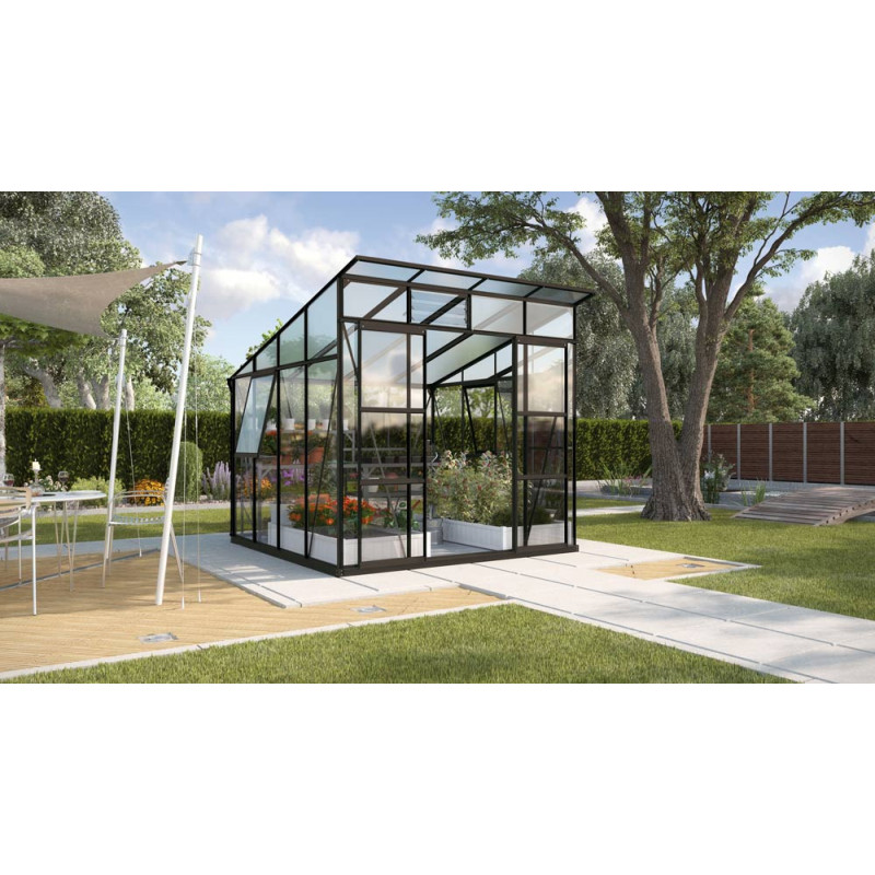 Serre en verre Freya noire 7,6 m² VITAVIA