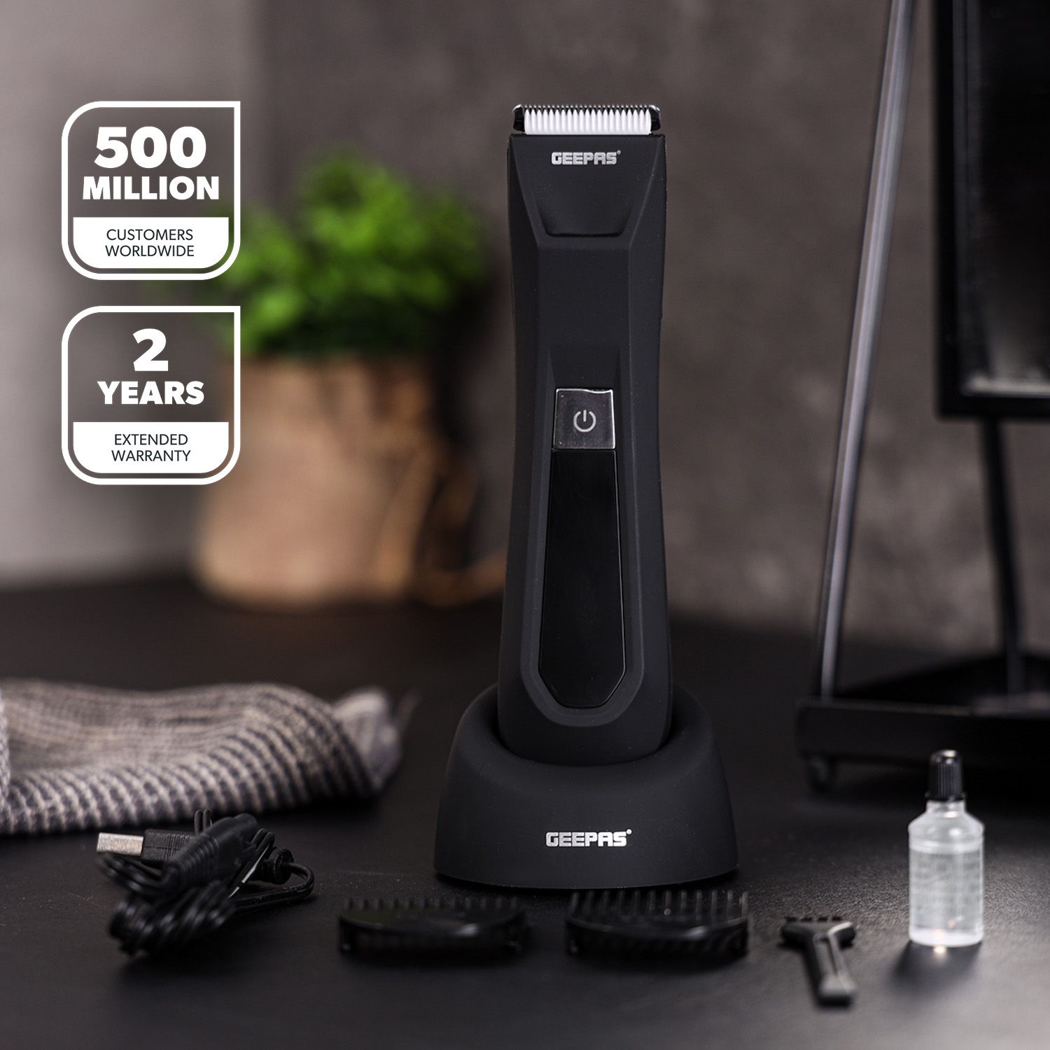 Geepas Full Body Trimmer Waterproof Wet & Dry Shaver 90min Runtime