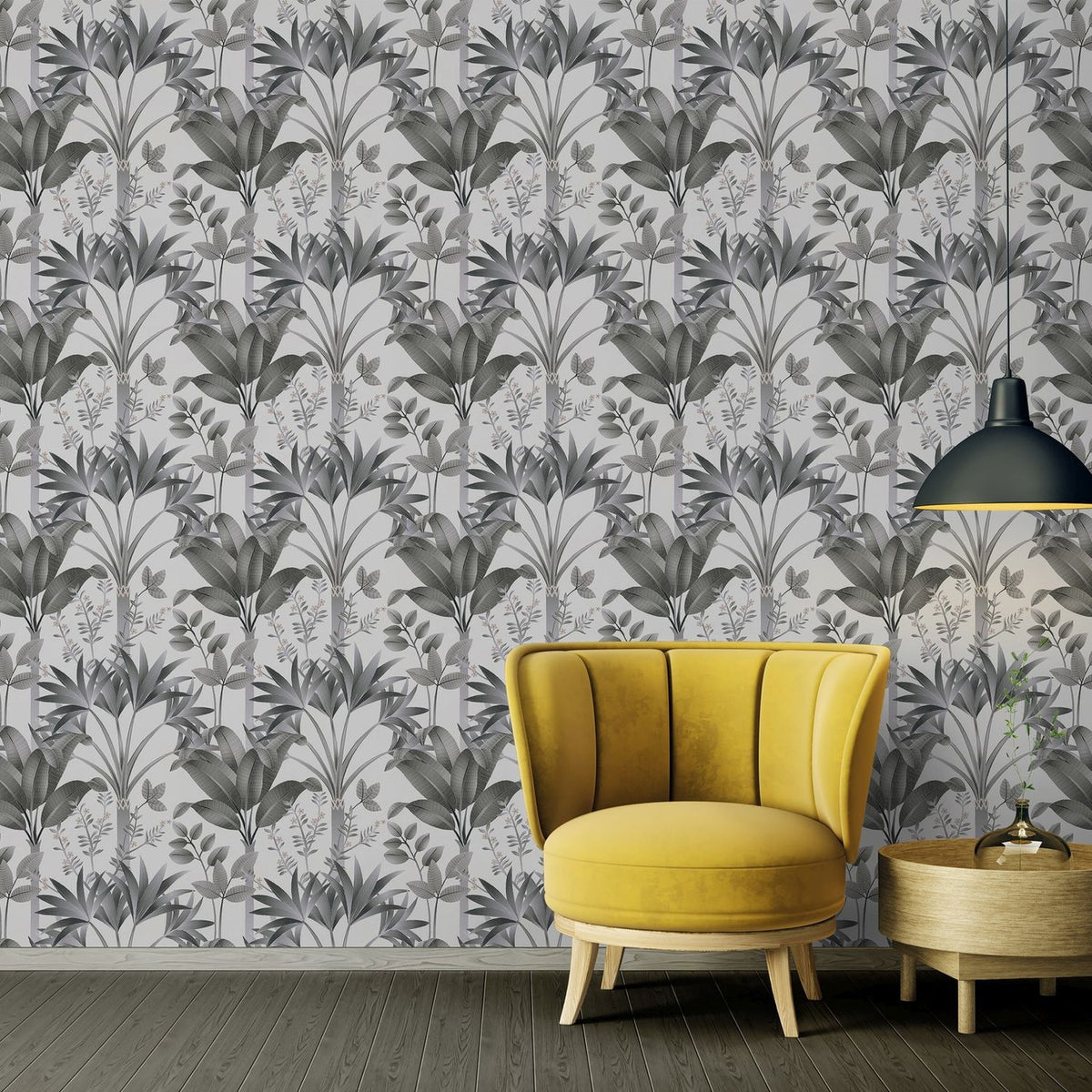Livingwalls behang bloemmotief grijs, zwart, wit en beige - 53 cm x 10.05 m - AS-391725