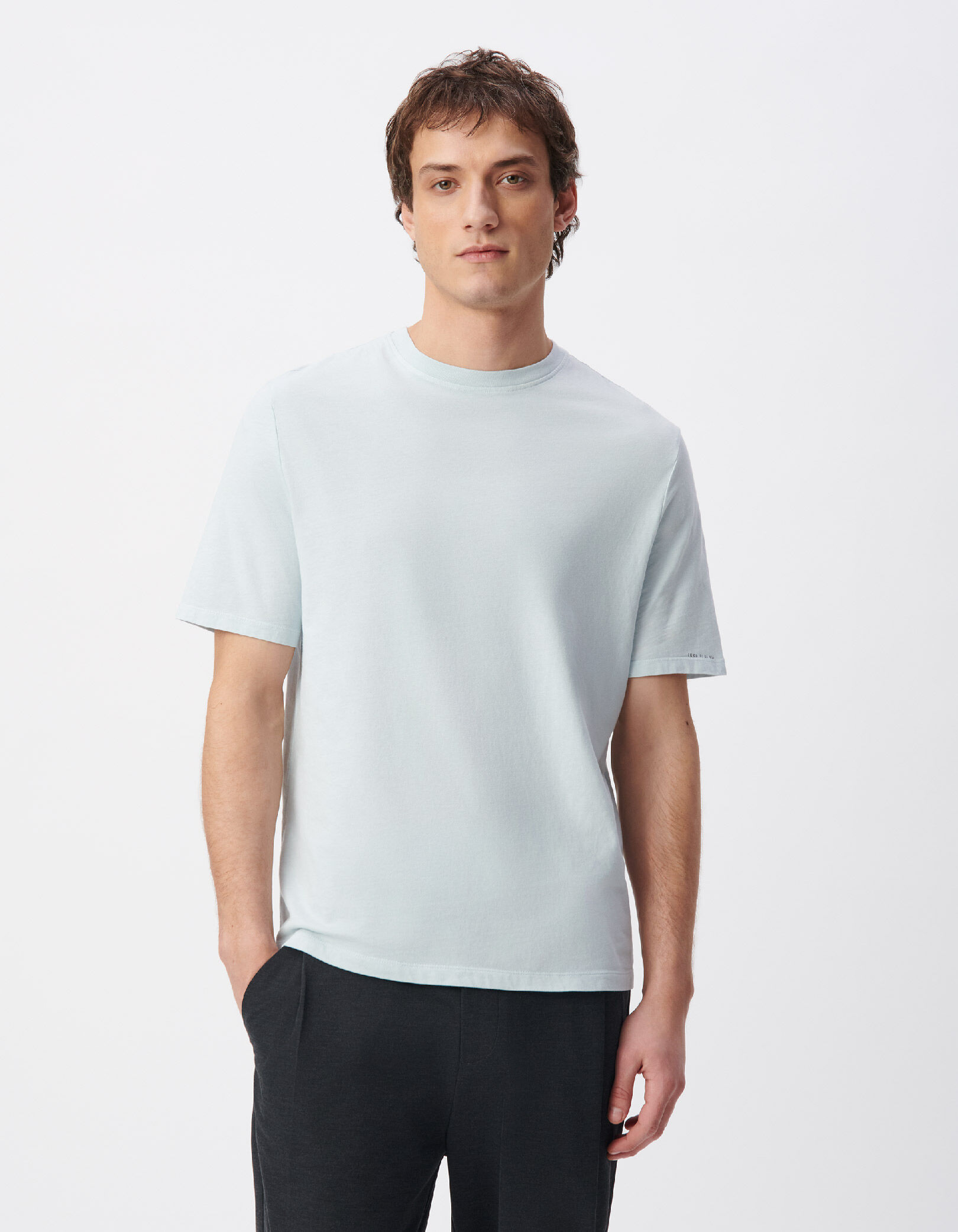 T-shirt col rond bleu ciel coton bio Homme