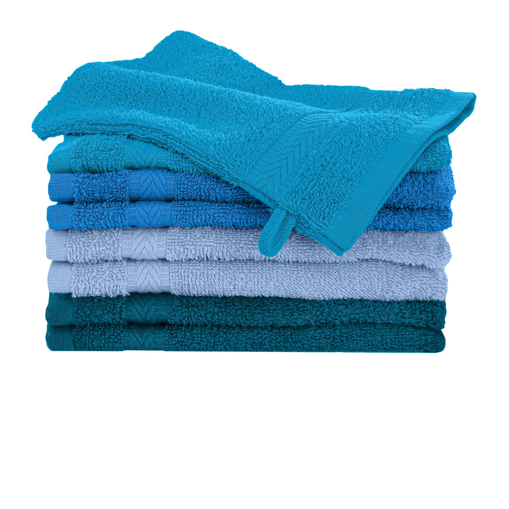 Gant de toilette coton cama&iuml;eu bleu - lot de 8