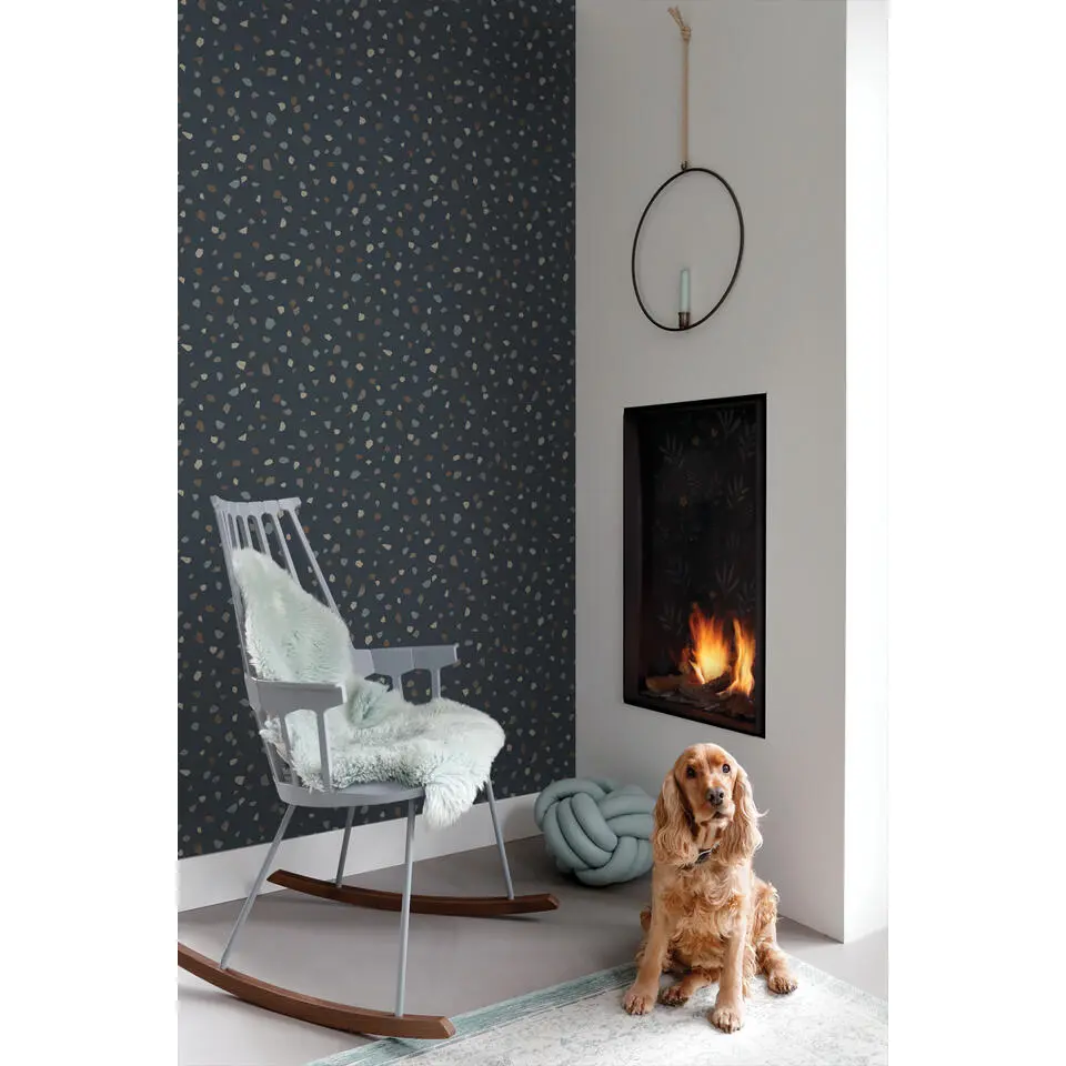 ESTAhome behang terrazzo donkerblauw - 50 x 900 cm