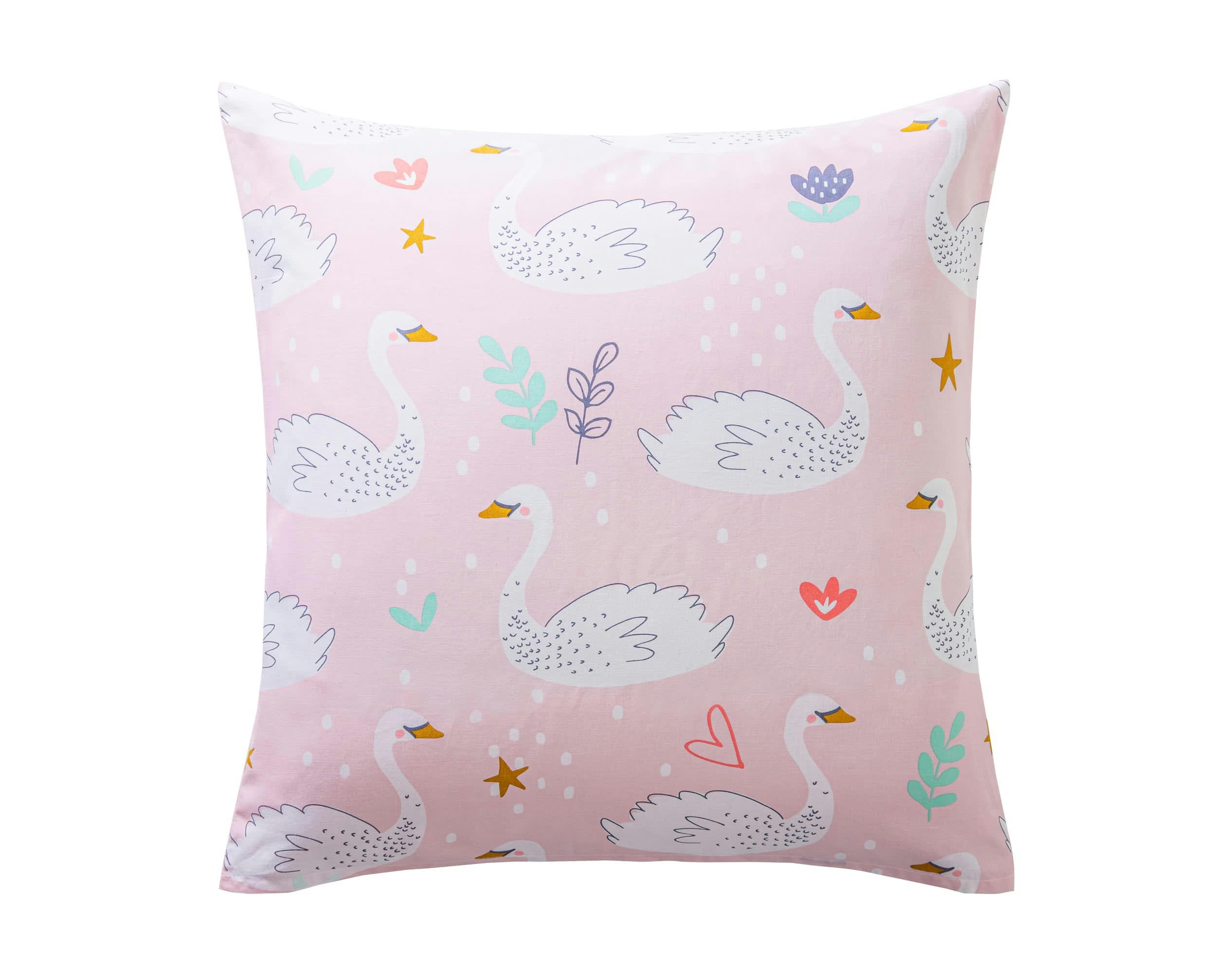 CYGNE - Taie d'oreiller enfant 65x65 rose en coton
