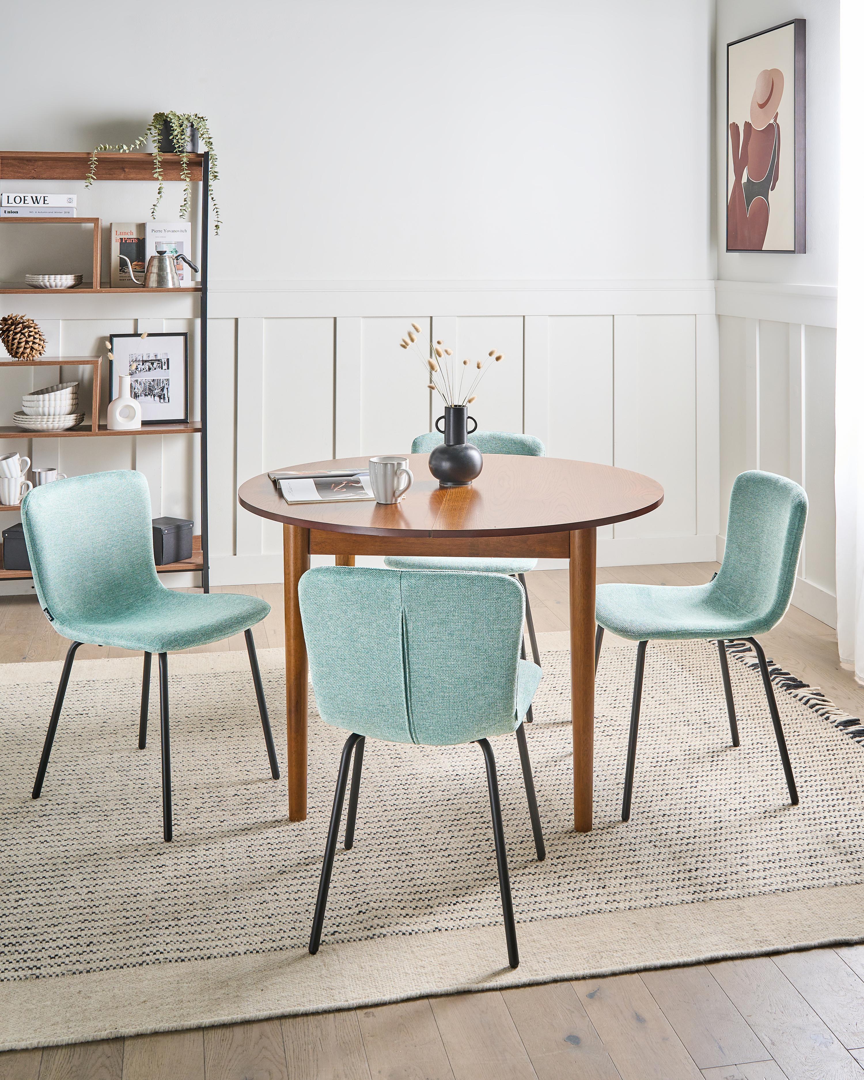 Set of 4 Dining Chairs CALDWELL Fabric Mint Green