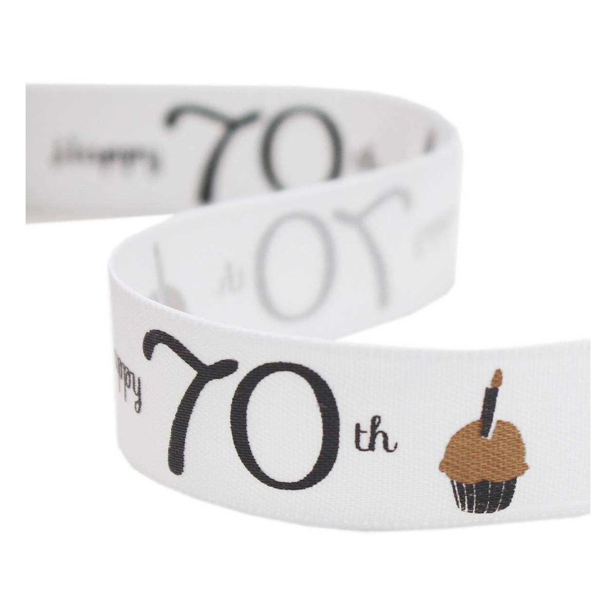 Happy 70th Satin Ribbon 16mm x 4m
