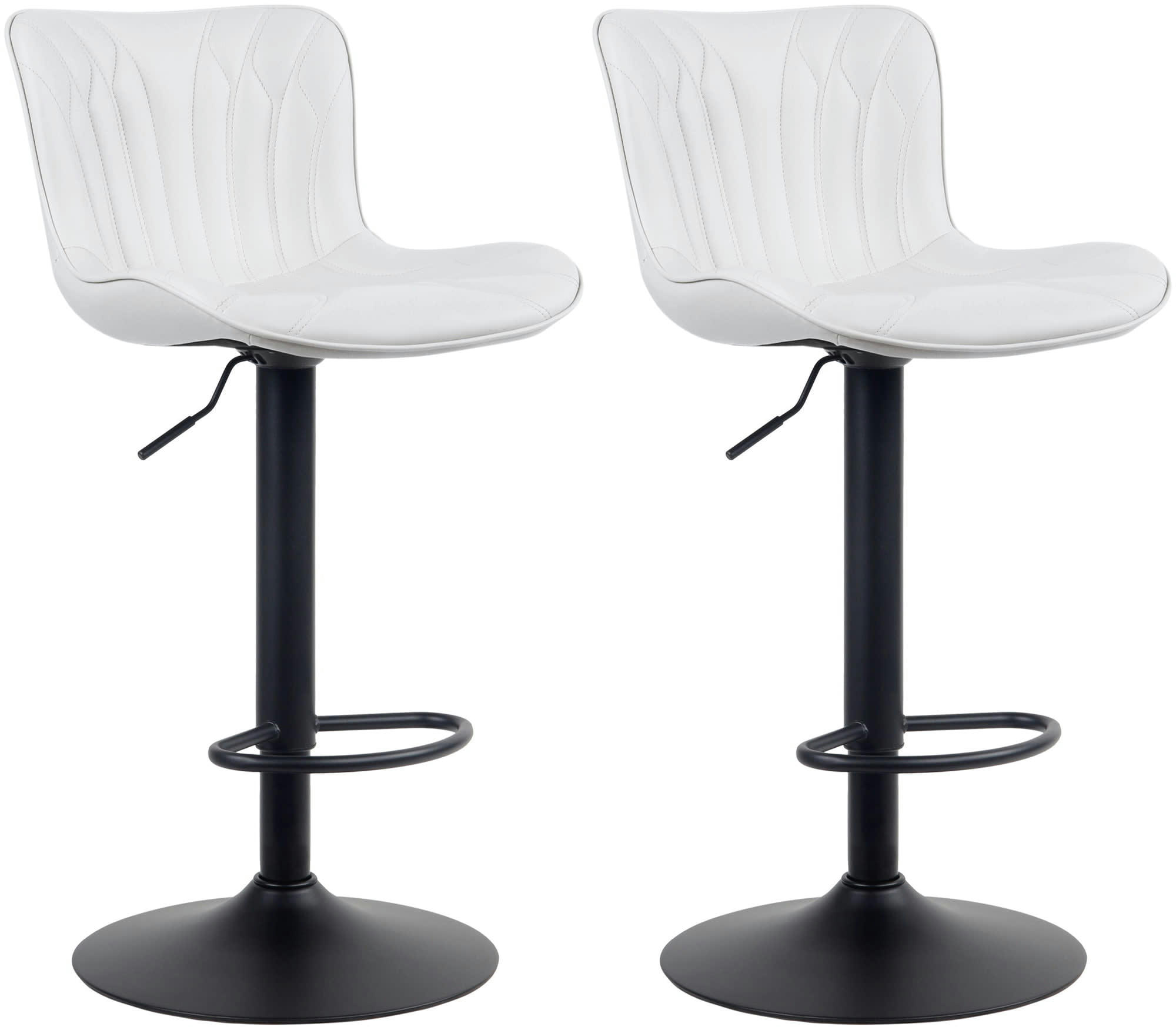LINUS - Lot de 2 tabourets de bar ajustables en similicuir Blanc