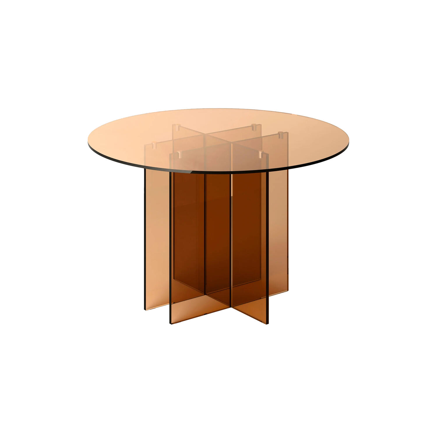 Anouk Round Glass Dining Table, brown transparent