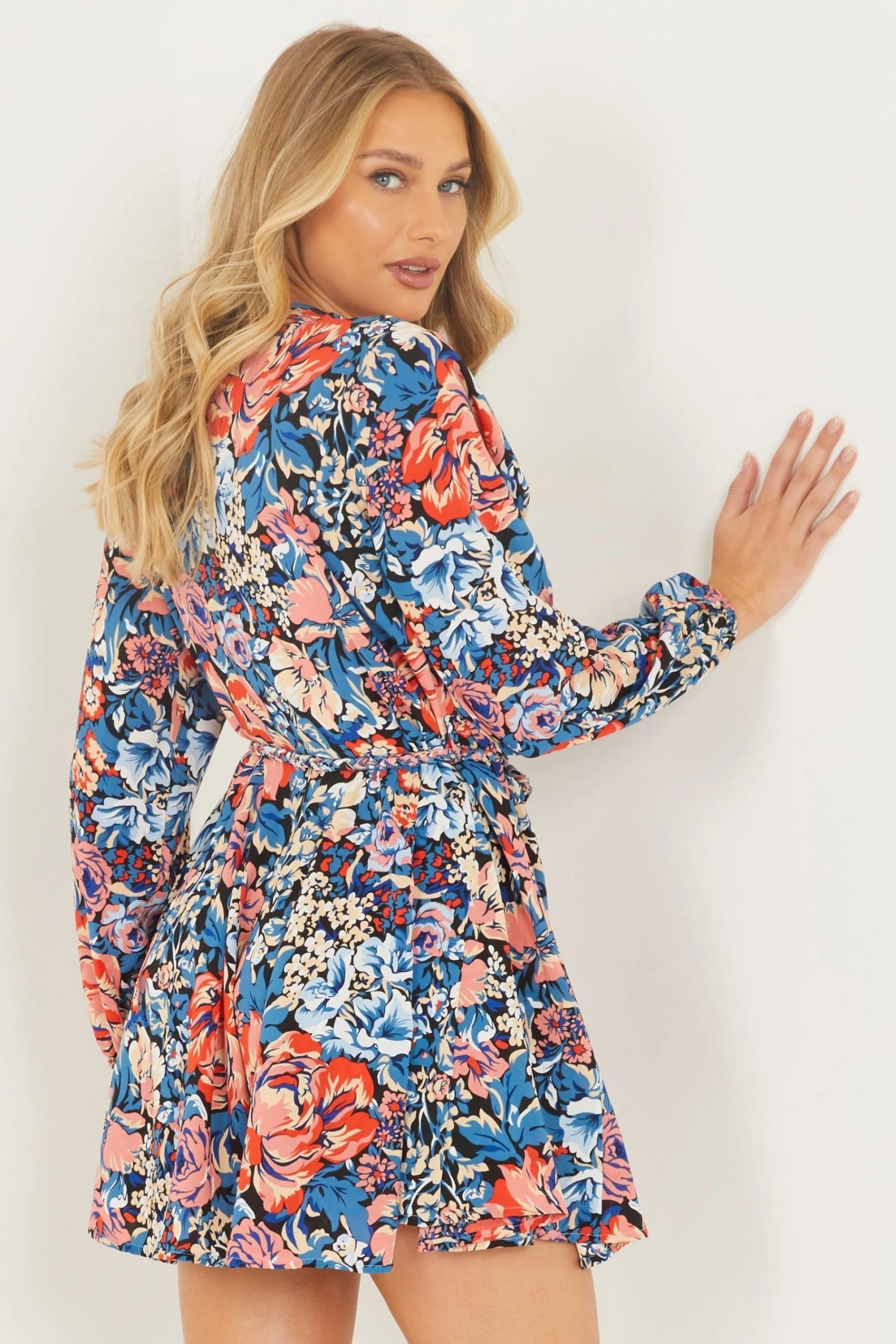 Quiz Pink Floral Belted Skater Dress