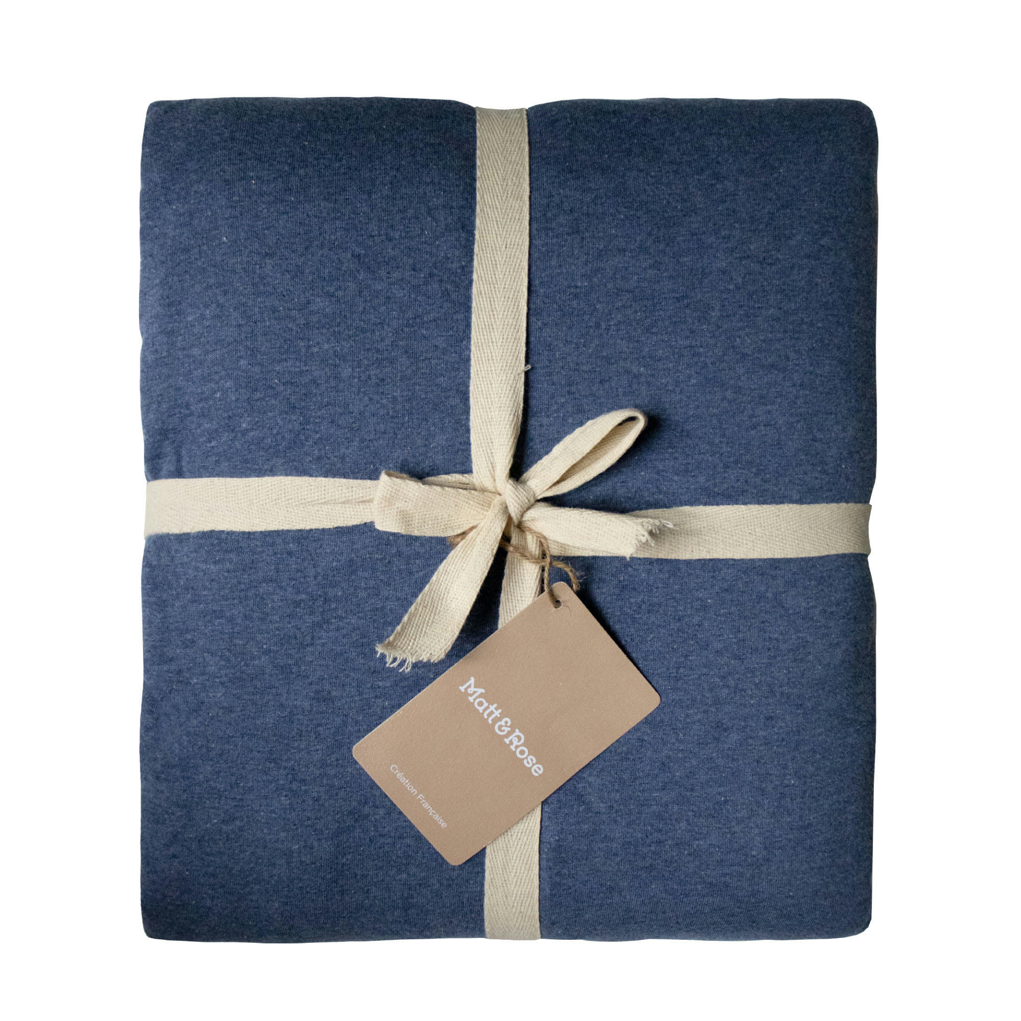 JERSEY - Parure de lit unie en jersey de coton Bleu 140x200+63x63cm