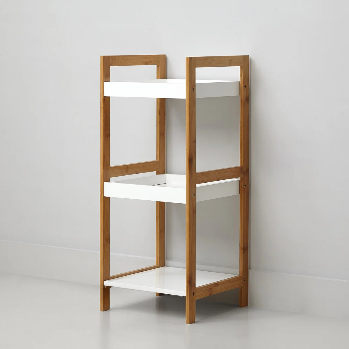 Bamboo Collection 3 Tier White Storage Shelf
