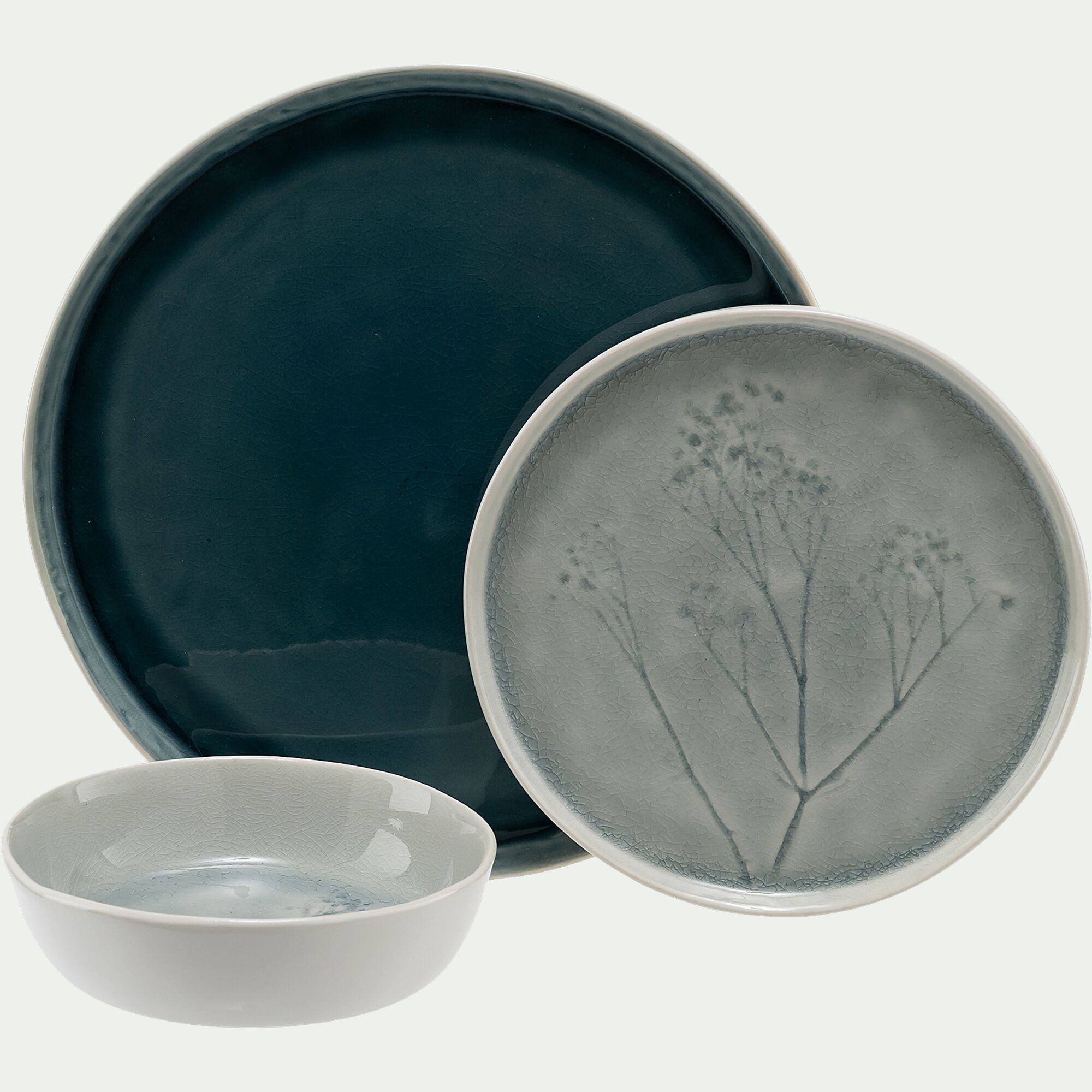 GYPSO - Assiette plate en grès D27cm - bleu niolon