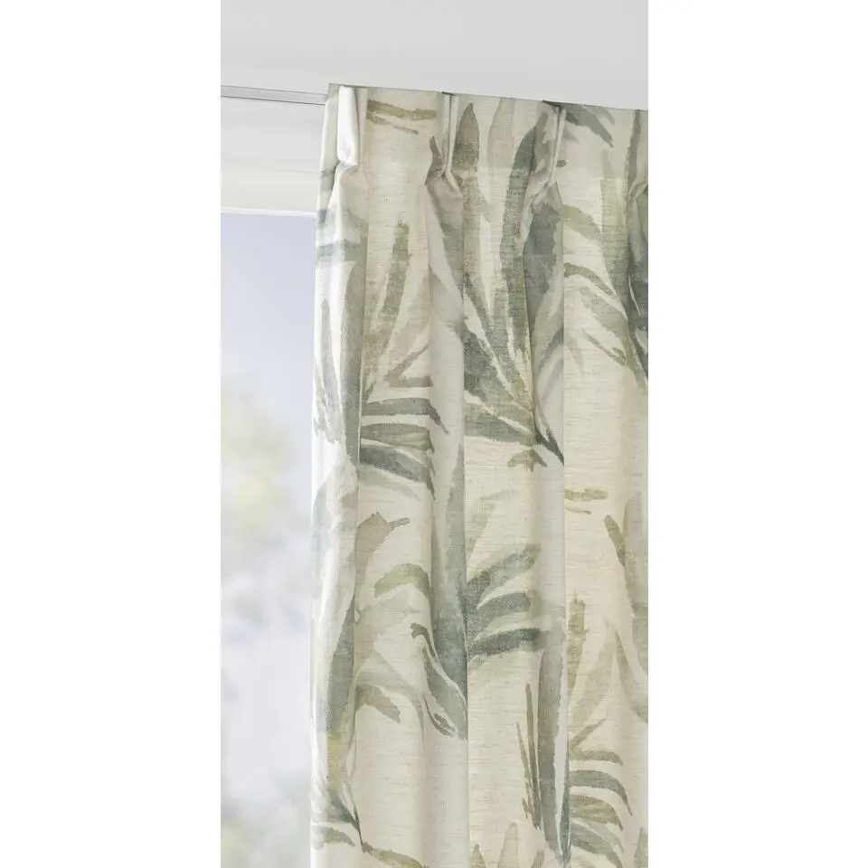 Gordijnstof Nakuru lichtdoorlatend - groen/beige