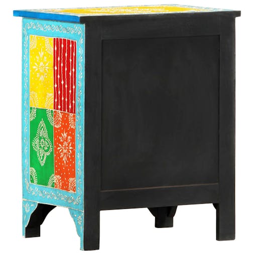 NNEVL Hand Painted Bedside Cabinet 40x30x50 cm Solid Mango Wood