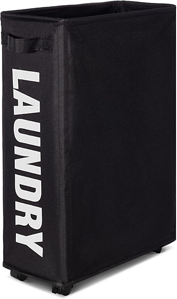 BASHLWUA Panier à linge pliant de 42 litres - noir avec 4 roues, collecteur de linge, bac à linge rectangulaire pour le stockage d