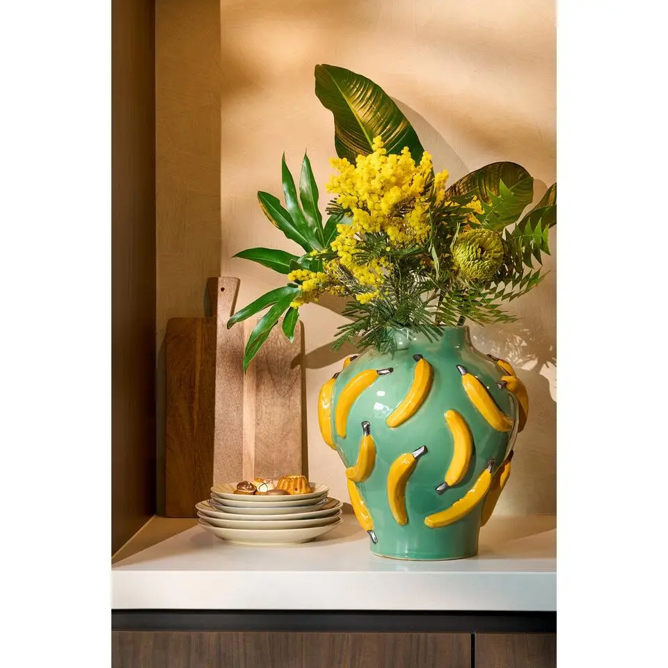 Mica Decorations Moza Vaas - H38 x &Oslash;34 cm - Keramiek - Lichtgroen