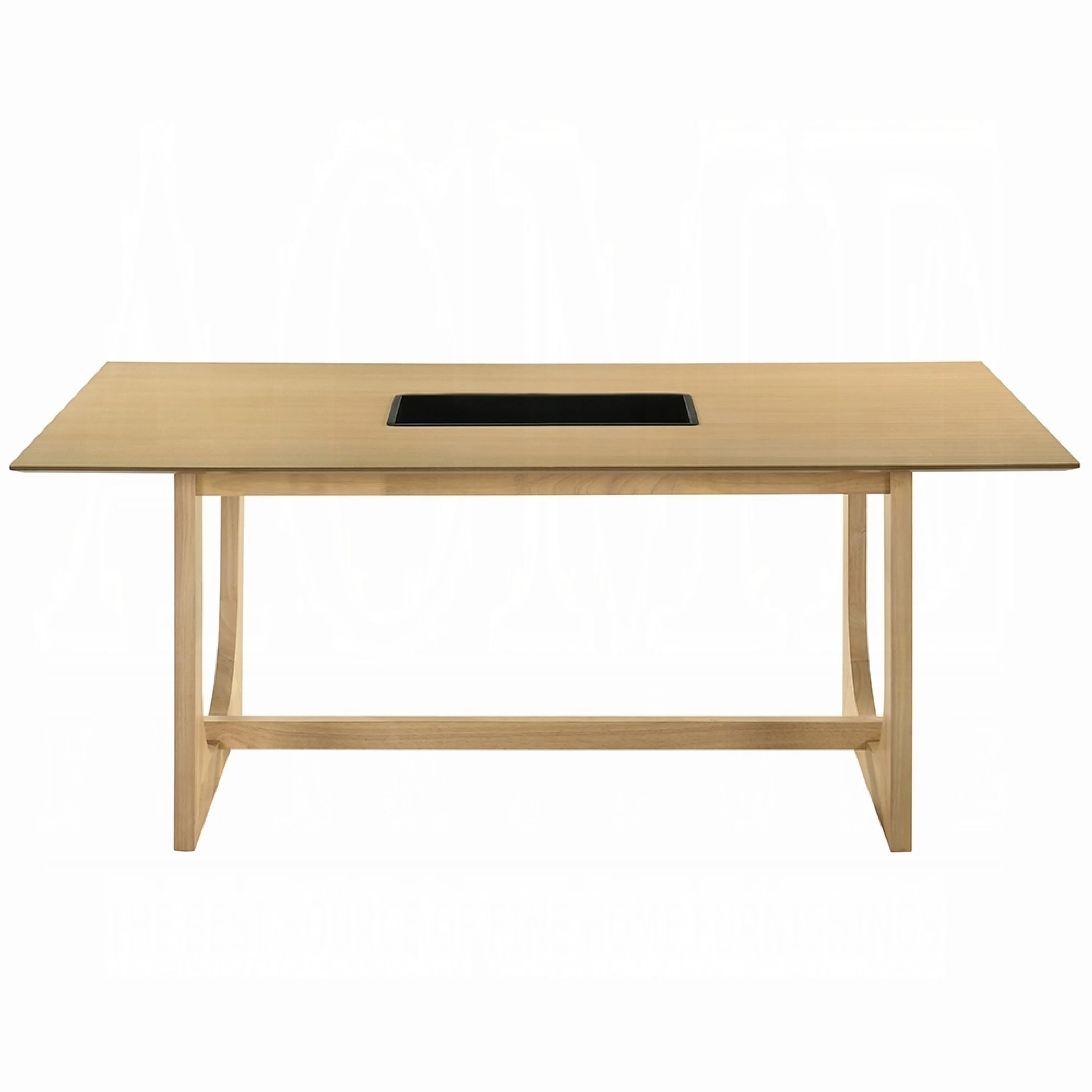 Yodo Rectangular Dining Table, U Sled Base, Natural Brown Wood 71 Inch