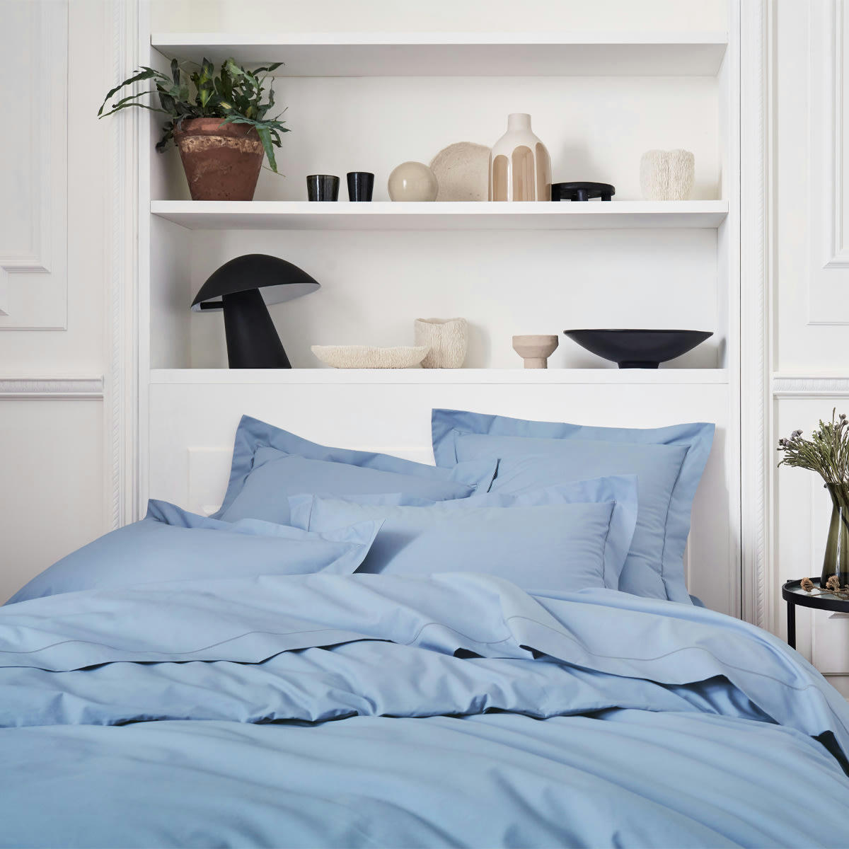 ROYAL LINE - Taie d'oreiller en percale de coton bleu 65x65