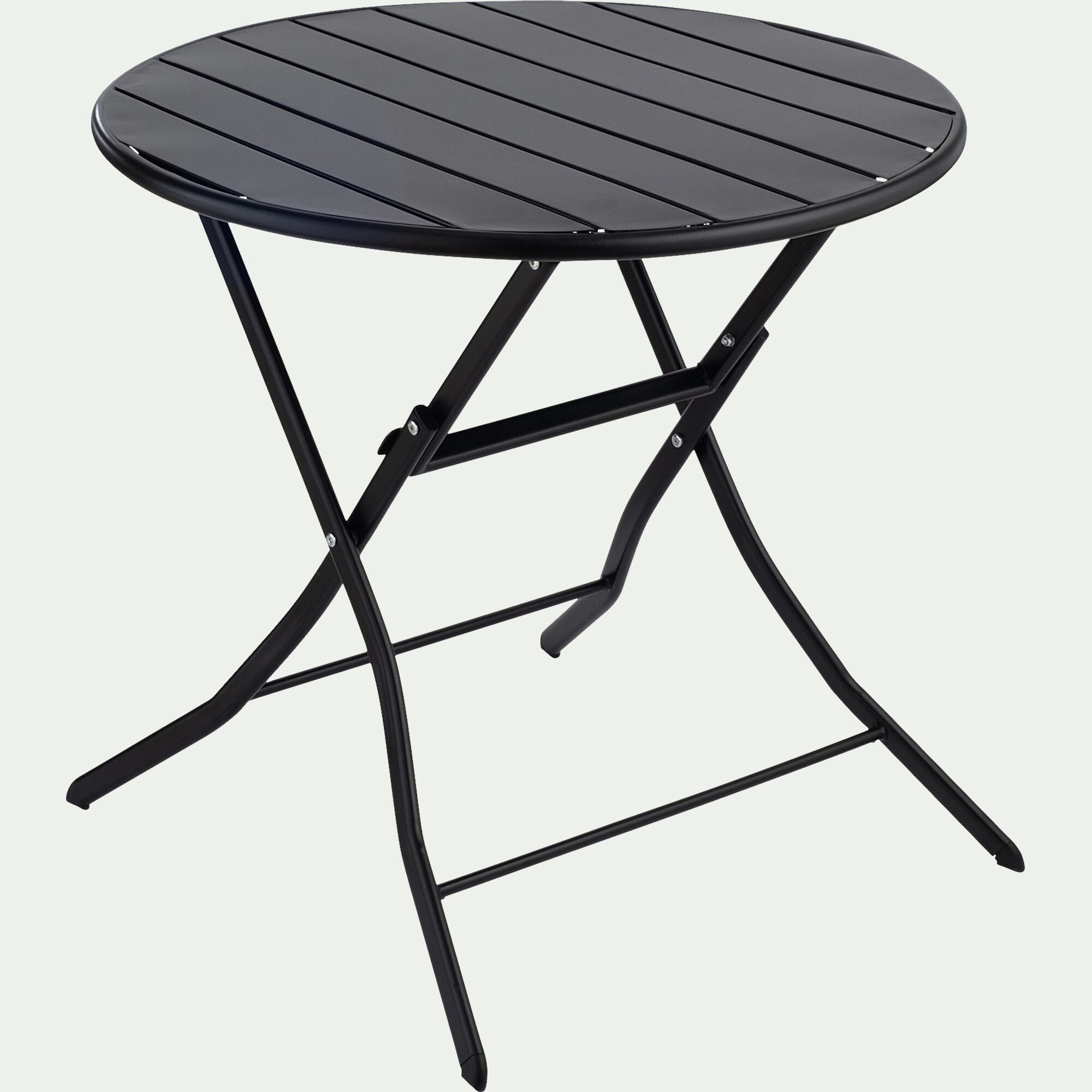 SOURIS - Table de repas jardin ronde en acier - noir (2 places)