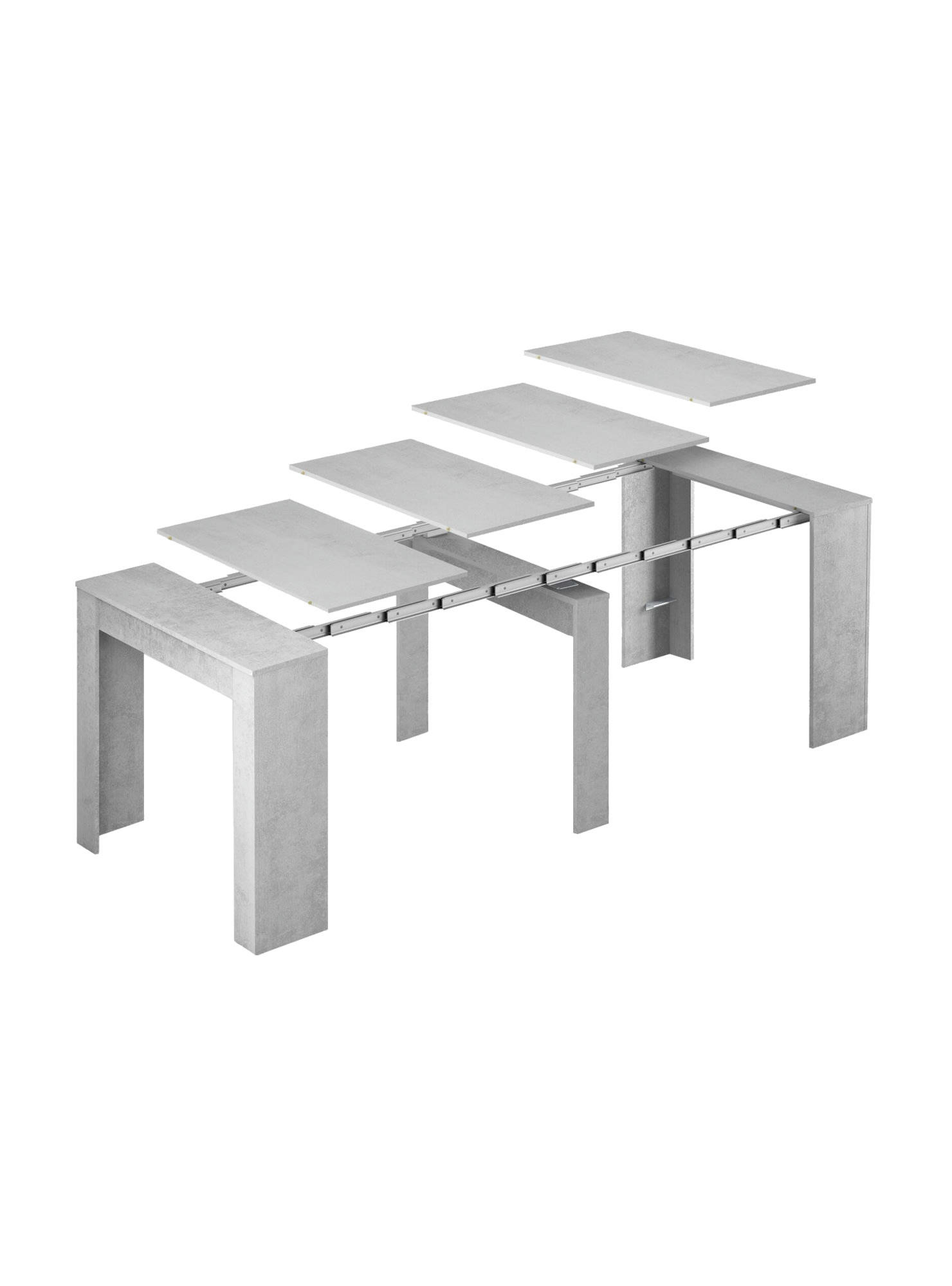DILUNA - Table extensible effet bois 51/237x90 cm béton