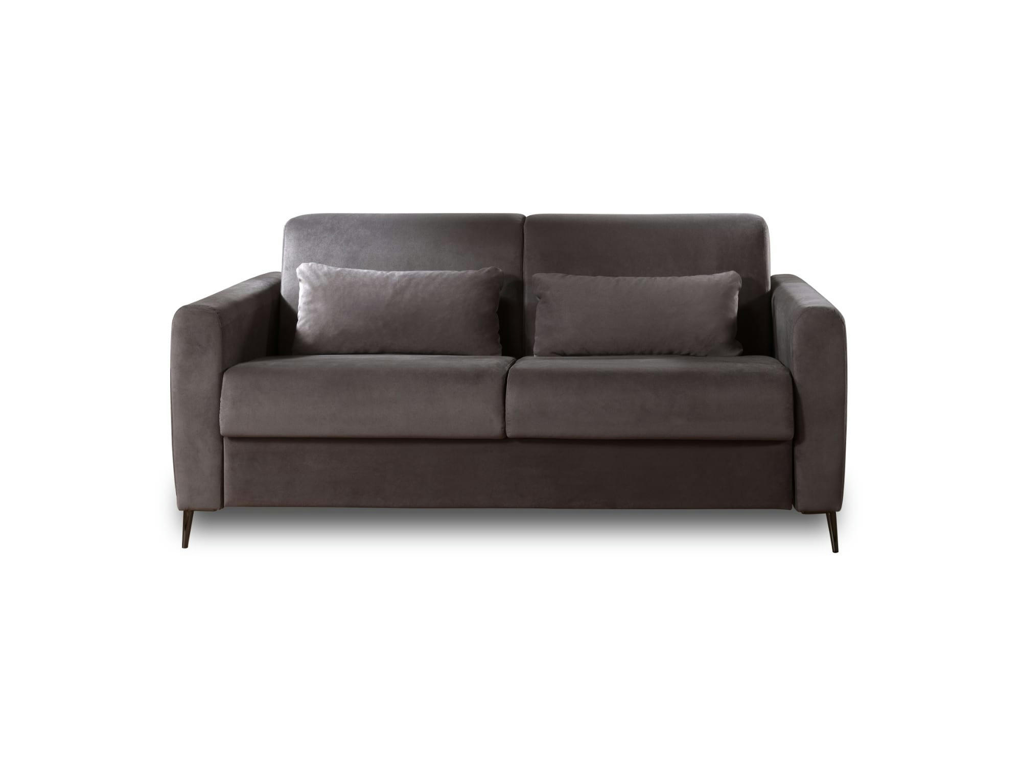 OWEN - Canapé droit convertible 3 places en velours gris foncé