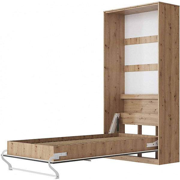 Armoire Lit escamotable Lit Mural Supérieur Vertical 90x200cm Chêne Sauvage-Anthracite