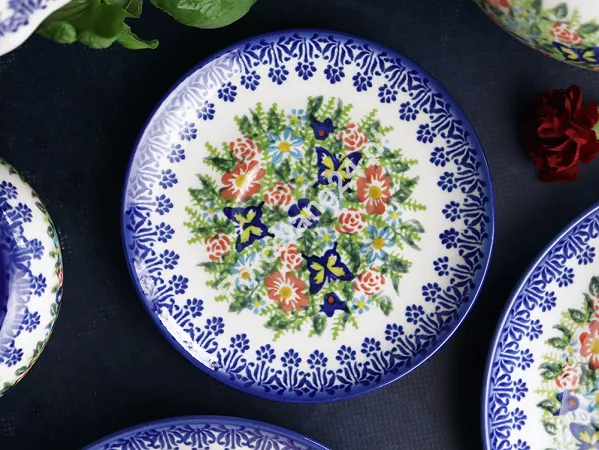 Filiżanka ze spodkiem 0,22 L / 14 cm Bolesławiec - Kwiatowy Ogród