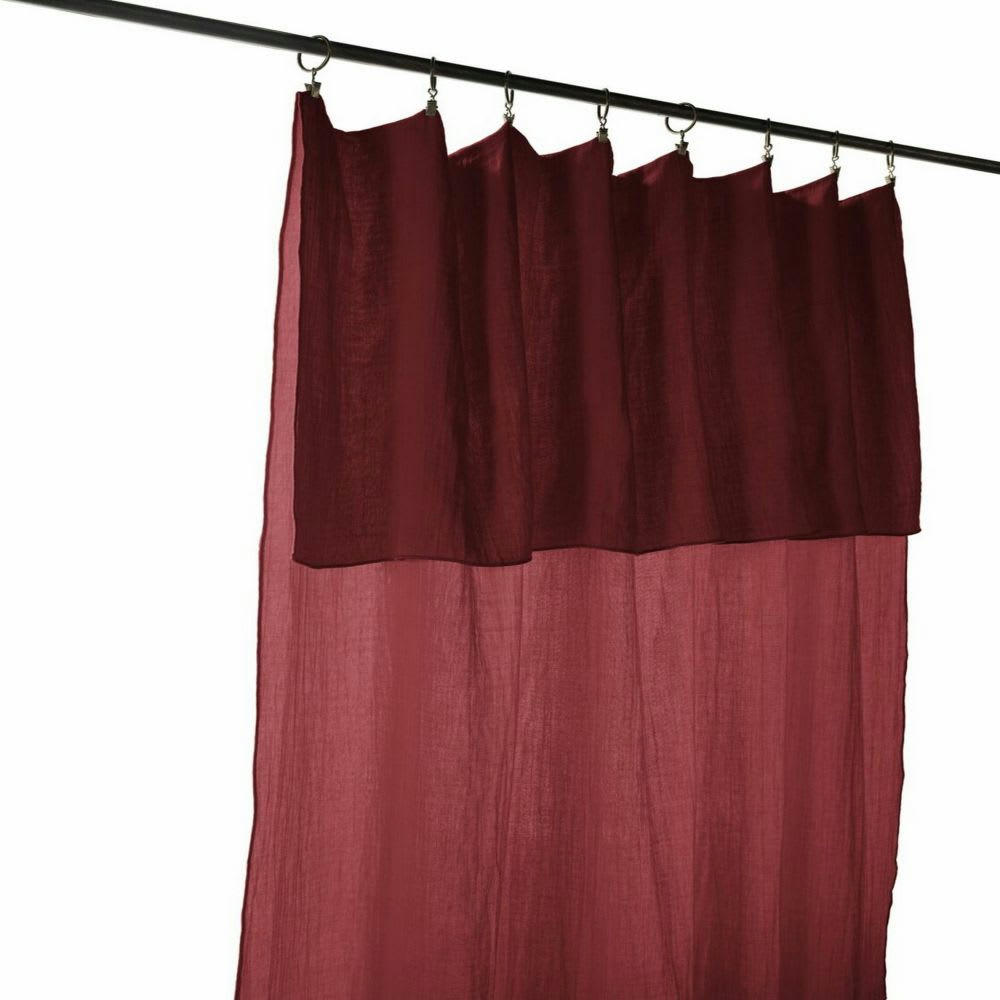 - Rideau ajustable gaze de coton rouge 140x300 cm