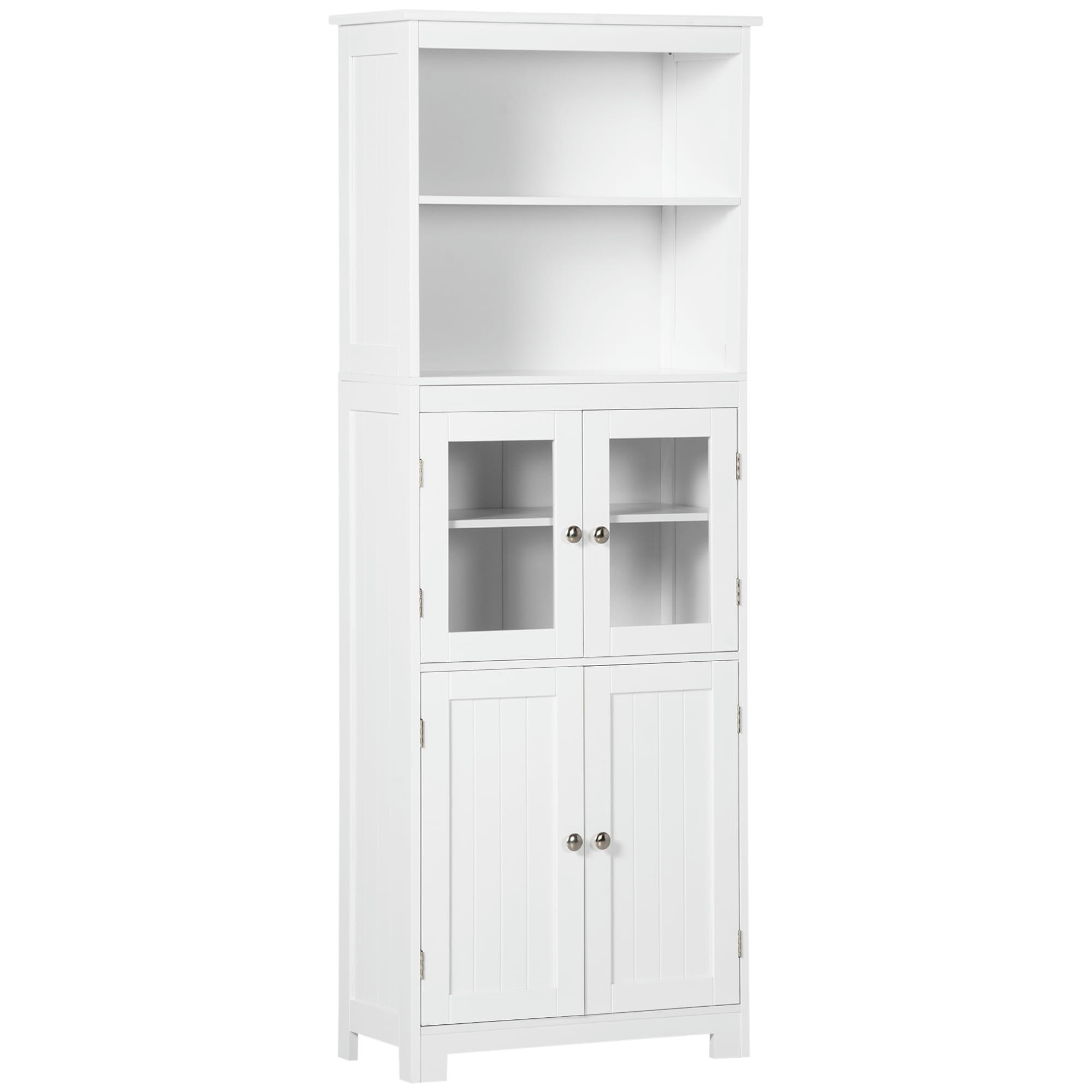 - Buffet haut 4 portes avec étagères 2 niches grand plateau blanc