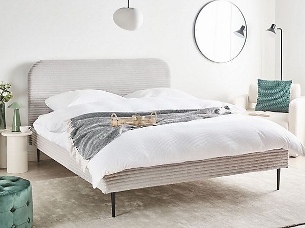 Lit avec sommier Velours côtelé FLAYAT 160 x 200 cm Gris clair
