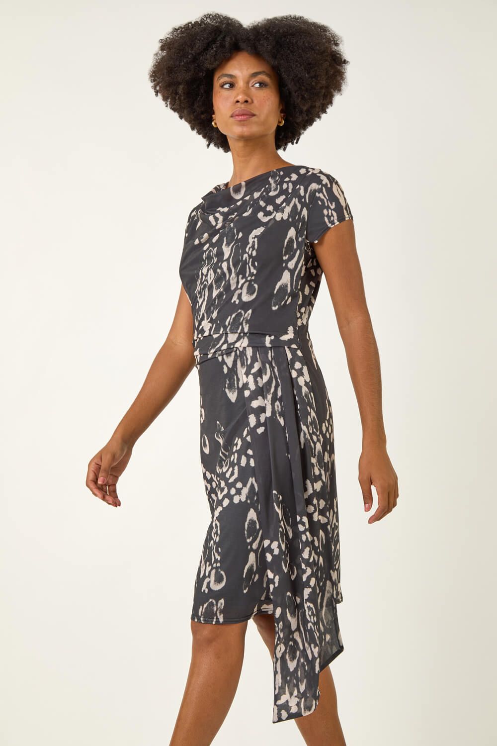 Roman Abstract Wrap Tie Dress