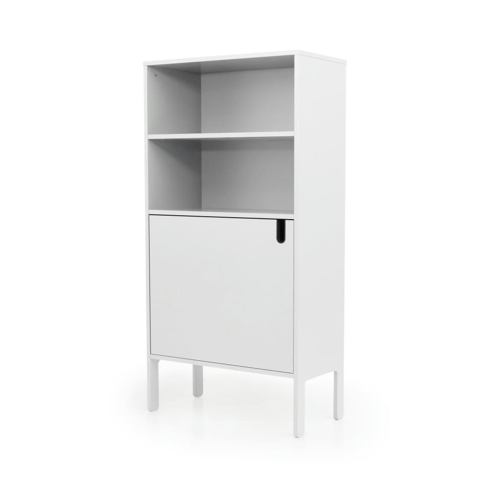 UNO - Buffet haut en bois 1 porte H152cm blanc