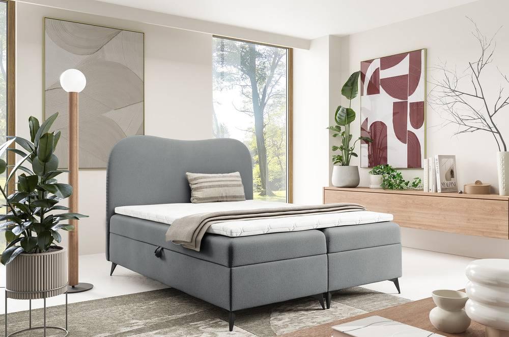 Boxspring Adler bouclé met opbergruimte 180 x 200 cm