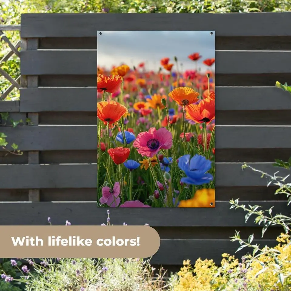 MuchoWow Tuinposter 80x120cm Bloemen Klaprozen Kleurrijk