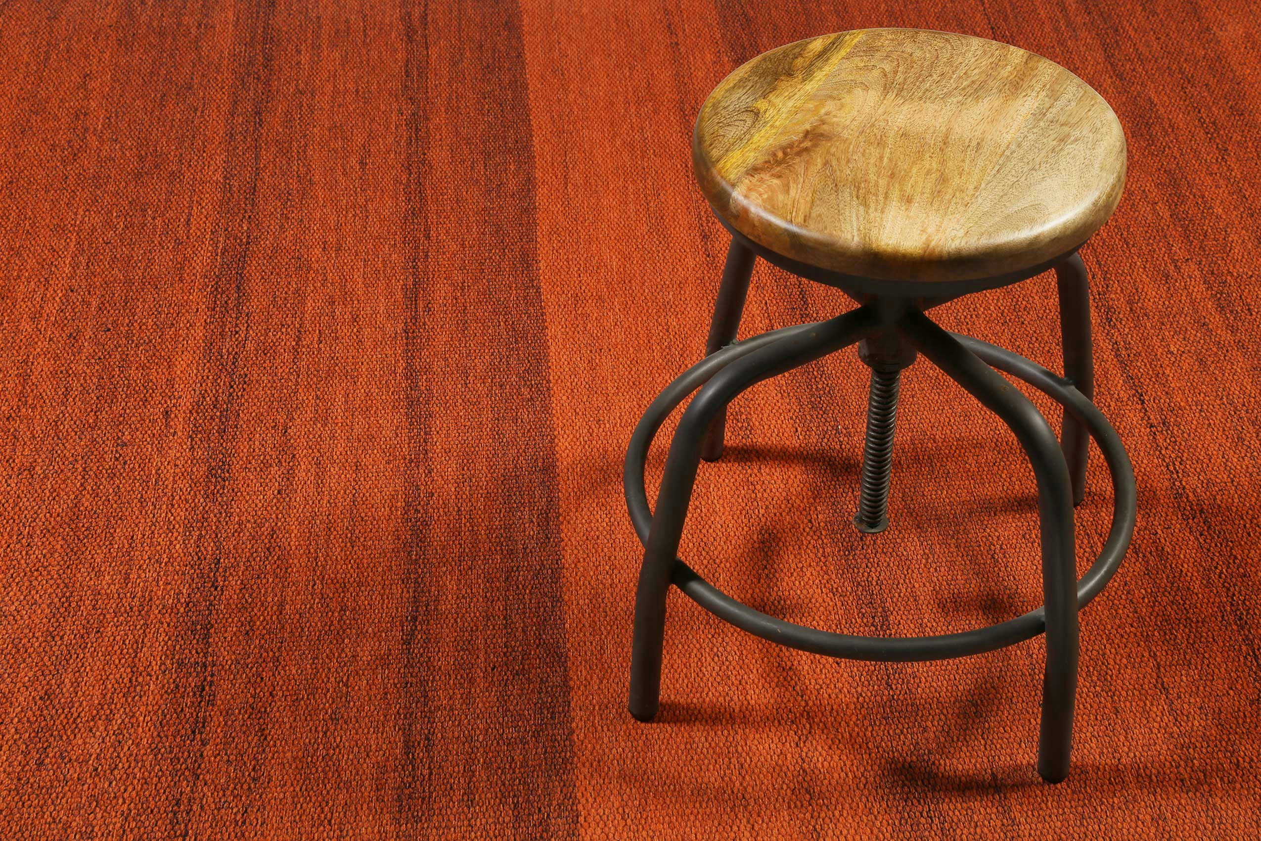 PERRY - Tapis design tissé plat dégradé de brique orangé 120x170