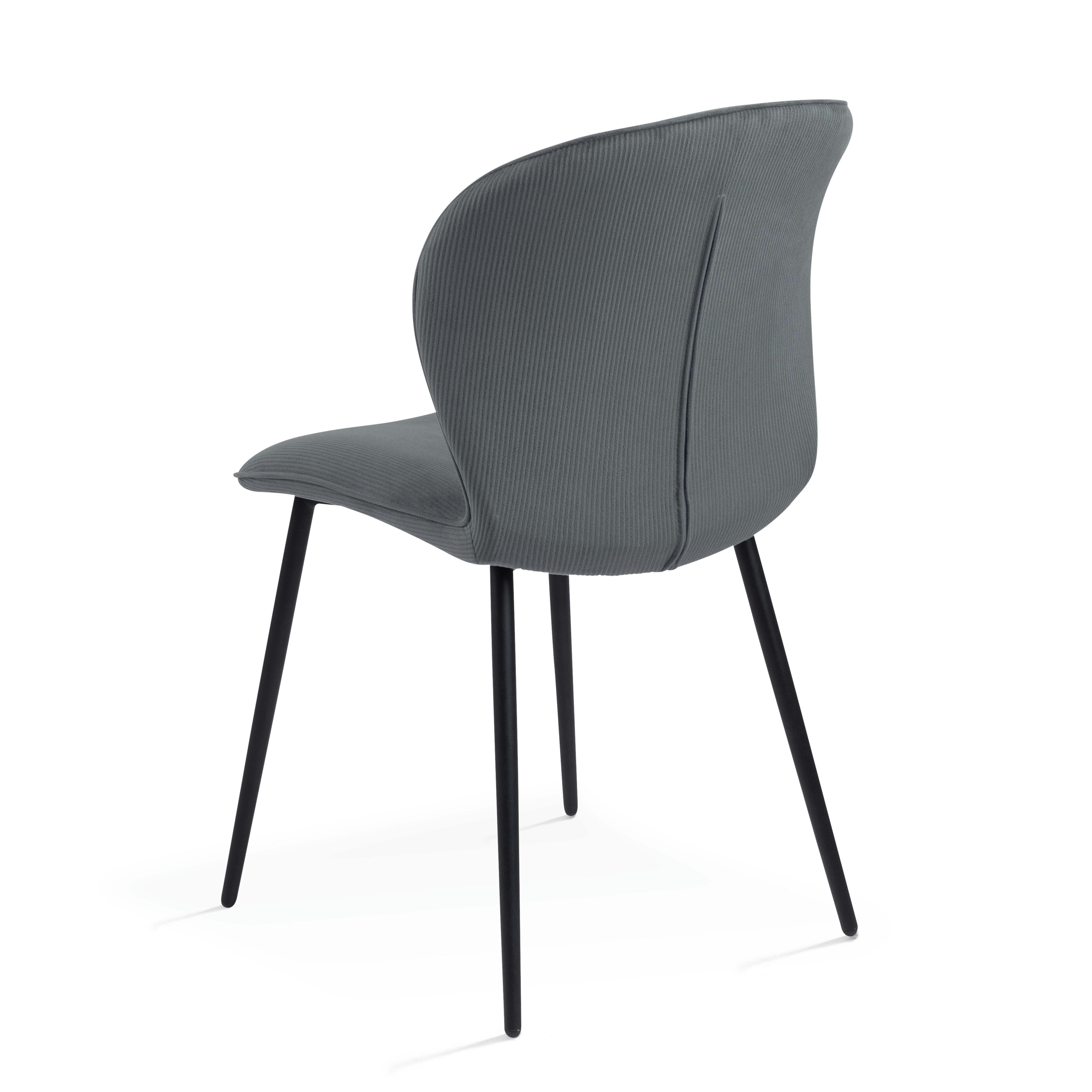 SELINA - Lot de 2 chaises en velours côtelé gris