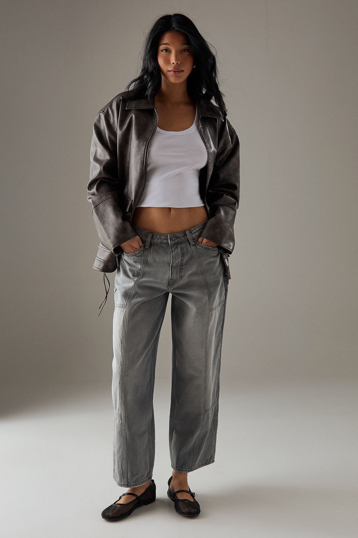Warehouse Low Waist Denim Jeans With Seam Details