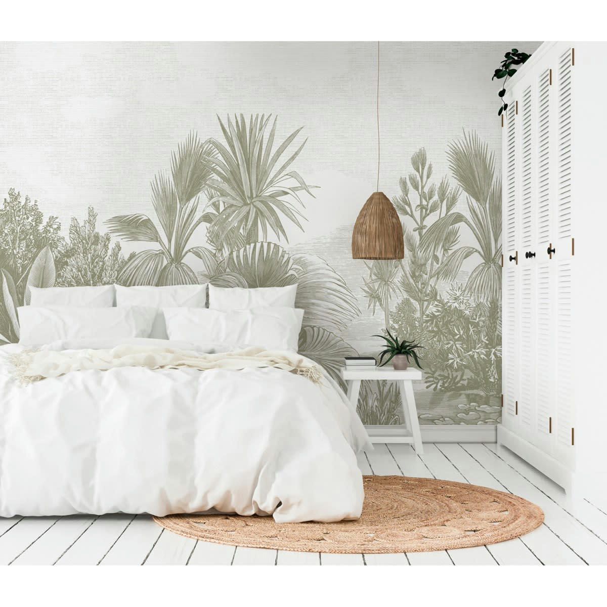 MADRAGUE - Papier peint panoramique motif imprimé Vert tilleul 480x280cm