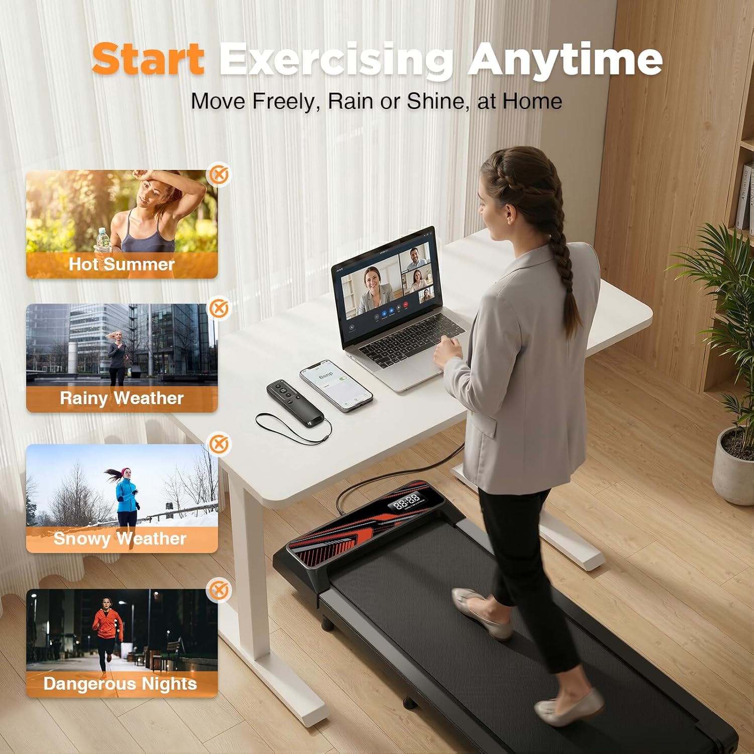2.5HP Walking Mat with Incline pad,Under Desk Treadmill, Walking Running Pad with Remote, 3 in 1 Low Noise Small Mini Portable Treadmill with Led Screen, Compact Treadmills for Home, 265lbs Capacity