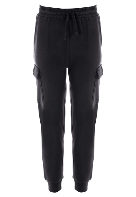 Older Boys Black Cargo Sweat Joggers