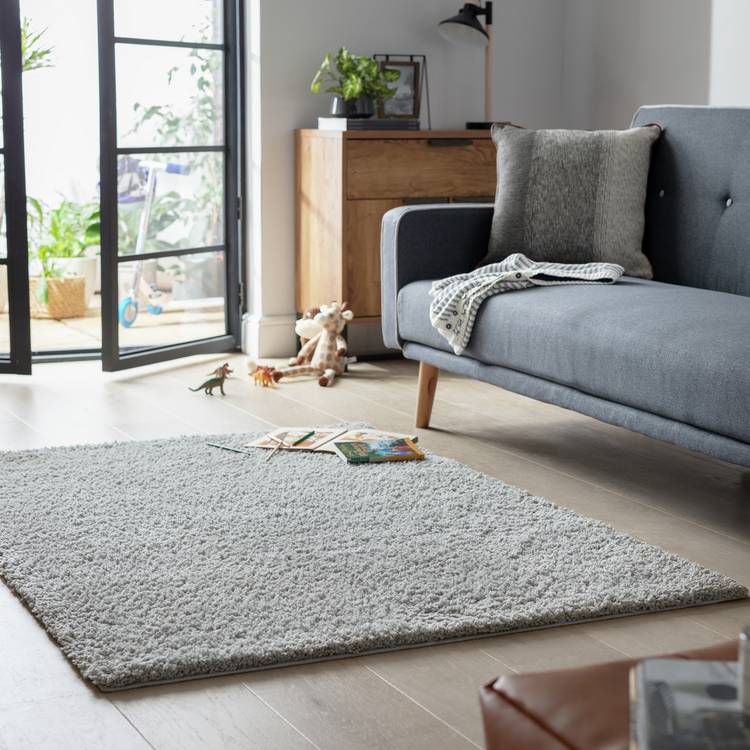 Habitat Cosy Grey Shaggy Rug - 200x290cm