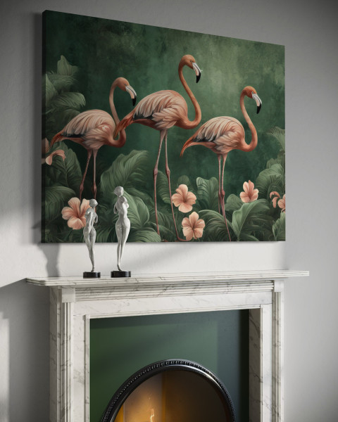 Feeby Obraz na płótnie, Ptaki, flamingi, dżungla, zwierzęta 60x40