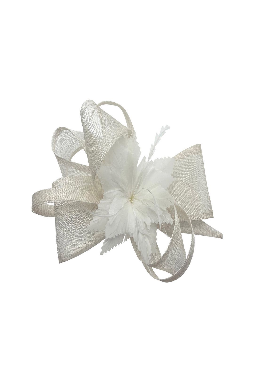 Vellin Curly Sinamay Fascinator with Feather Flower