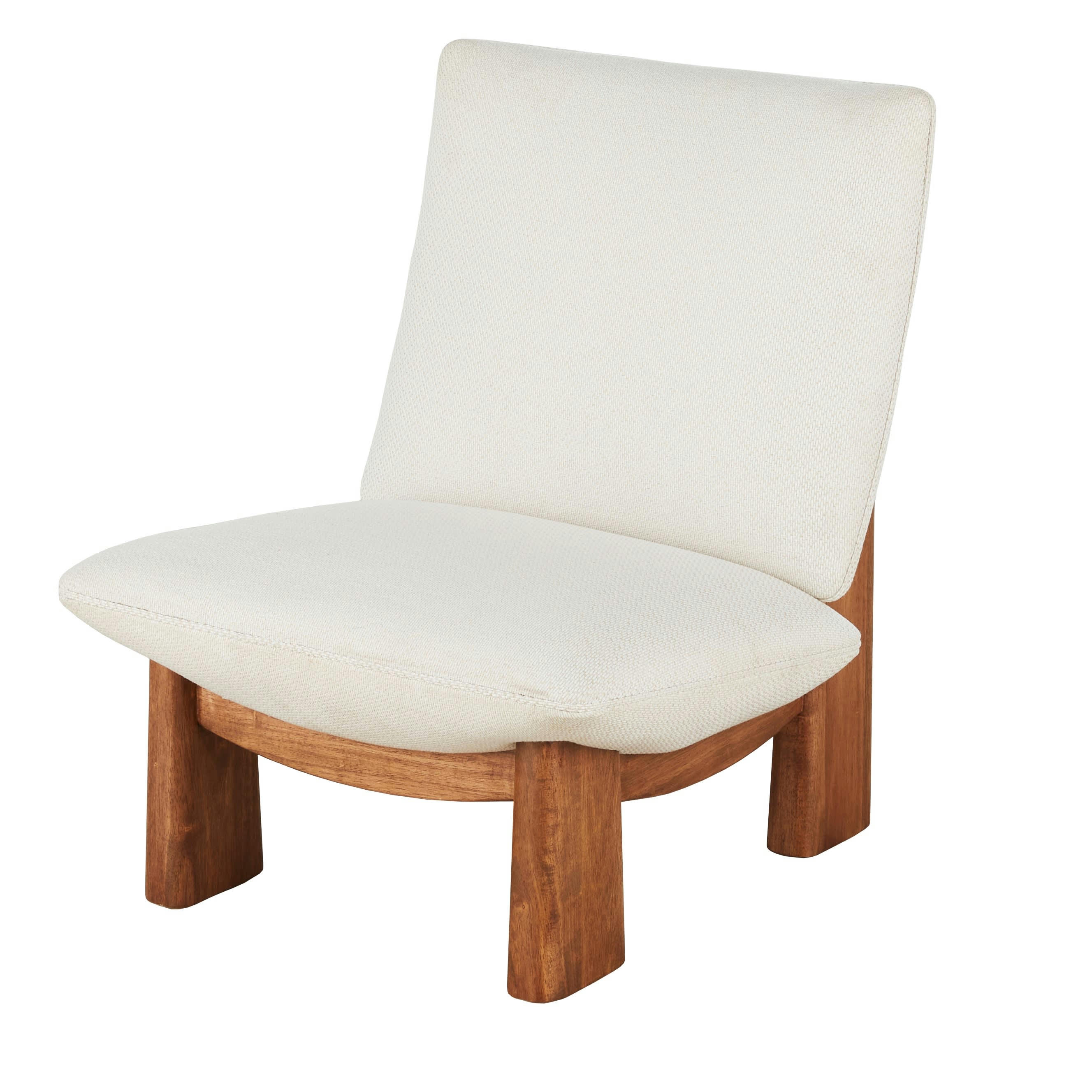 Amaya - Fauteuil beige et pieds en bois d'hévéa