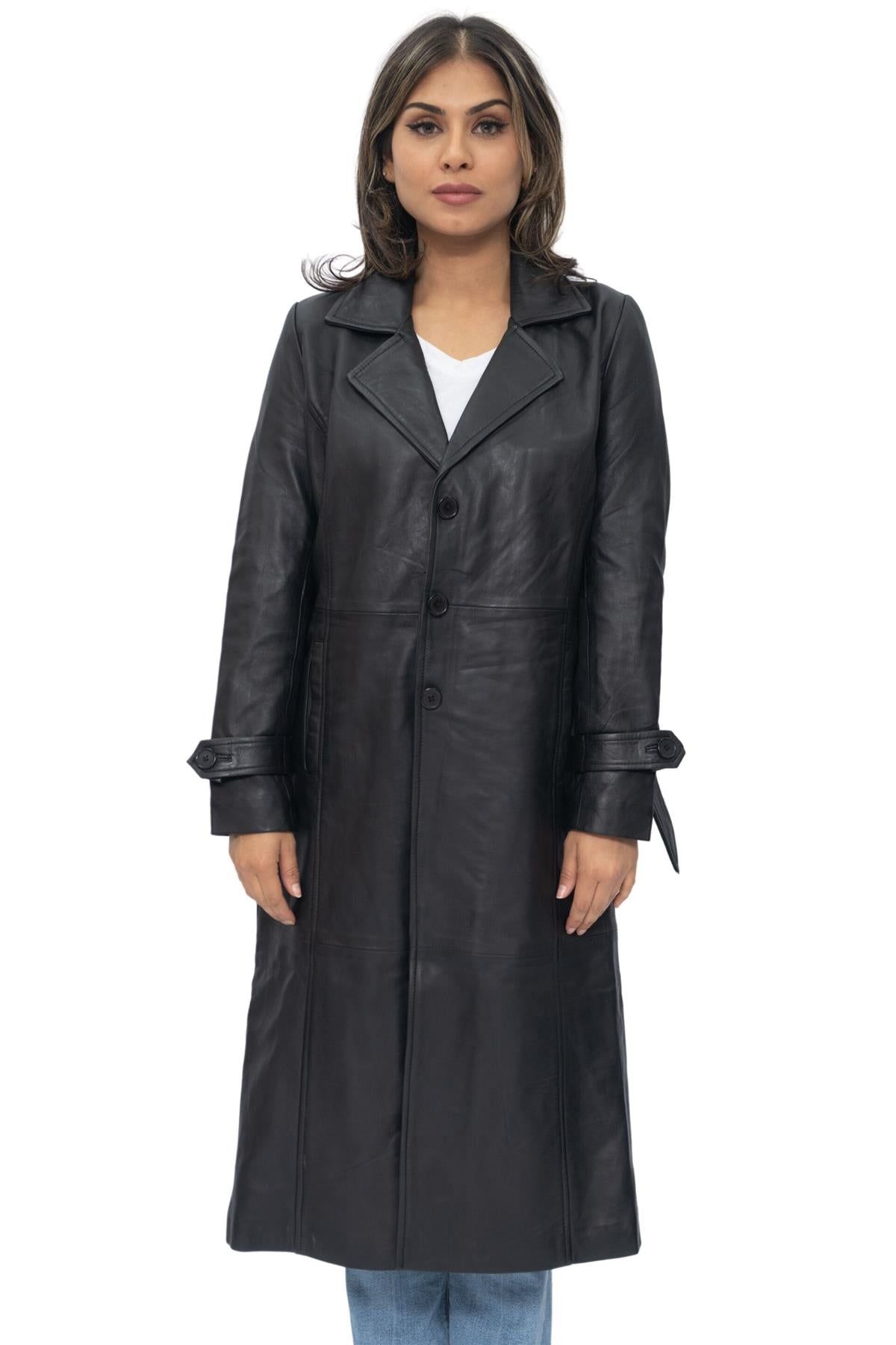 Infinity Leather Full Length Trench Coat-Alhambra