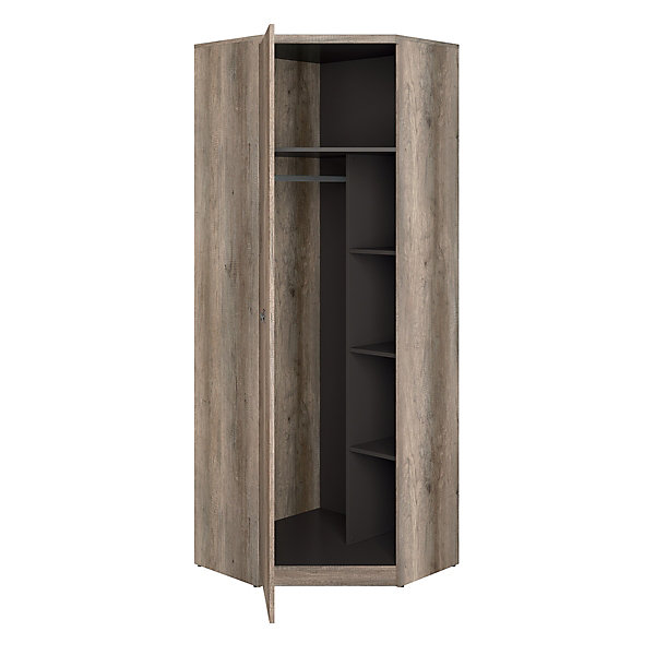 Armoire d'angle 1 porte Abel Bois et Gris