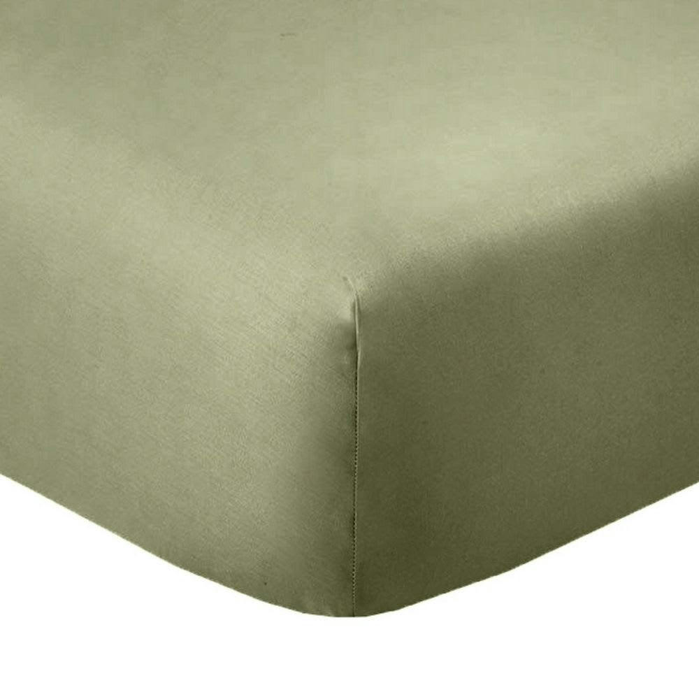 - Drap housse 2 places coton vert verveine 180x200 cm