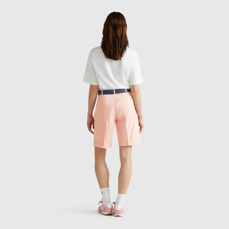 Bermudas with cuff in stretch cotton