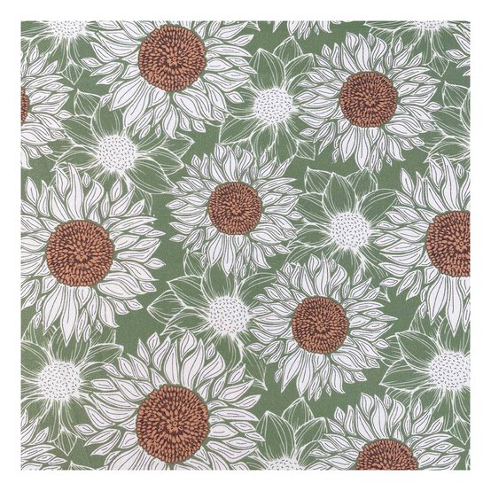 WI Sage Sunflower Cotton Fabric by the Metre
